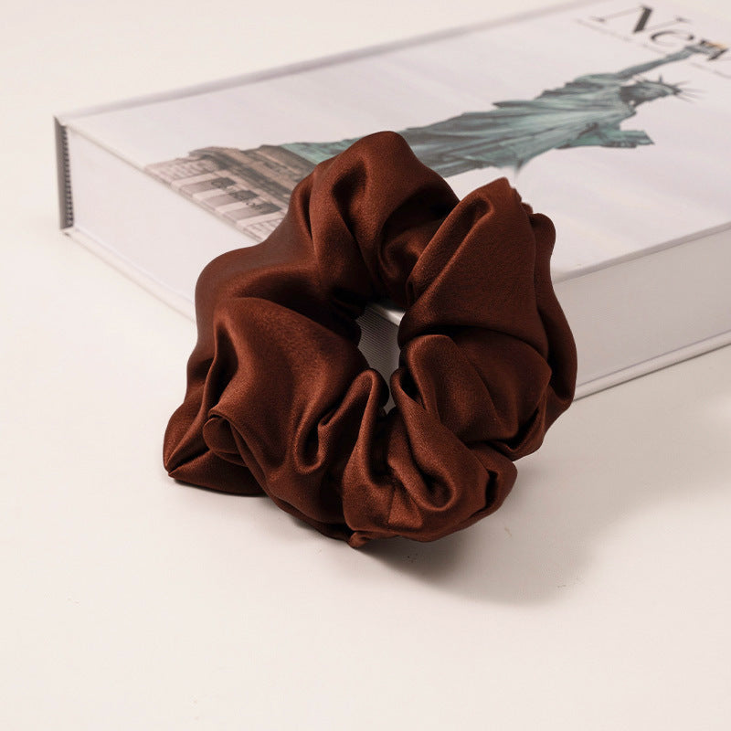 Solid color 100% silk scrunchies in light blue, pink, beige, and other colors-15