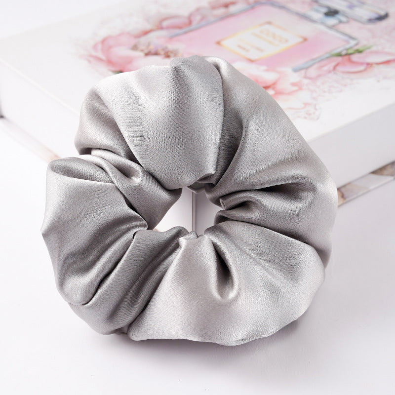 Soft pink, beige, and light gray 100% silk scrunchies-10