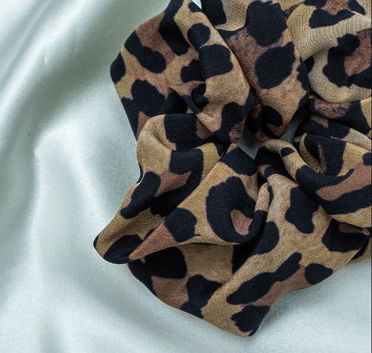 Black, gray, and leopard - print 100% silk scrunchies-2