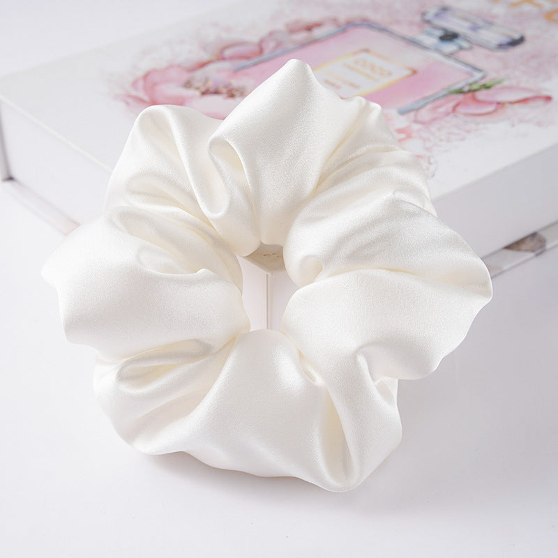 Soft pink, beige, and light gray 100% silk scrunchies-8