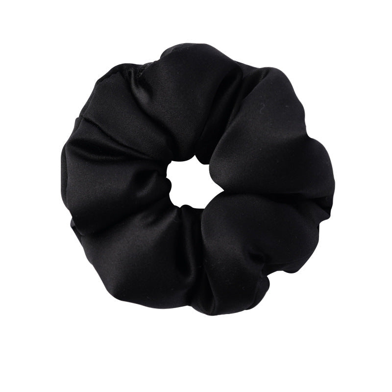 Retro polka - dot 100% silk scrunchies in black, white, blue, pink, and yellow-12