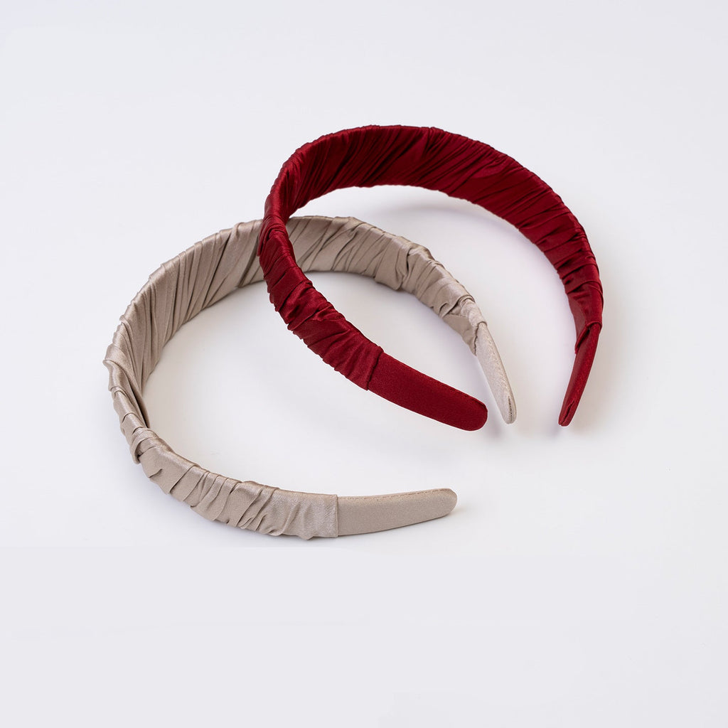 Burgundy and beige 100% silk headbands