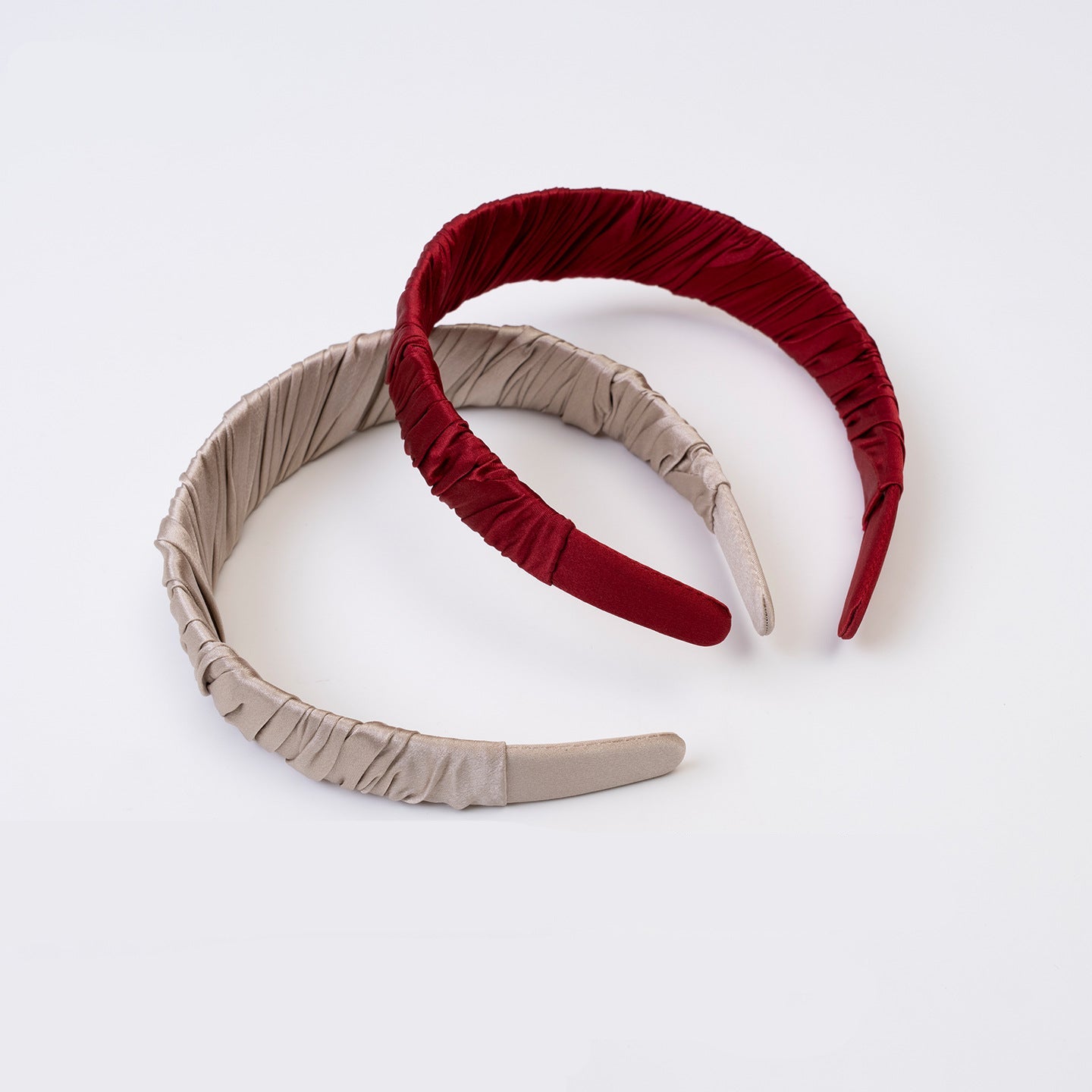 Burgundy and beige 100% silk headbands