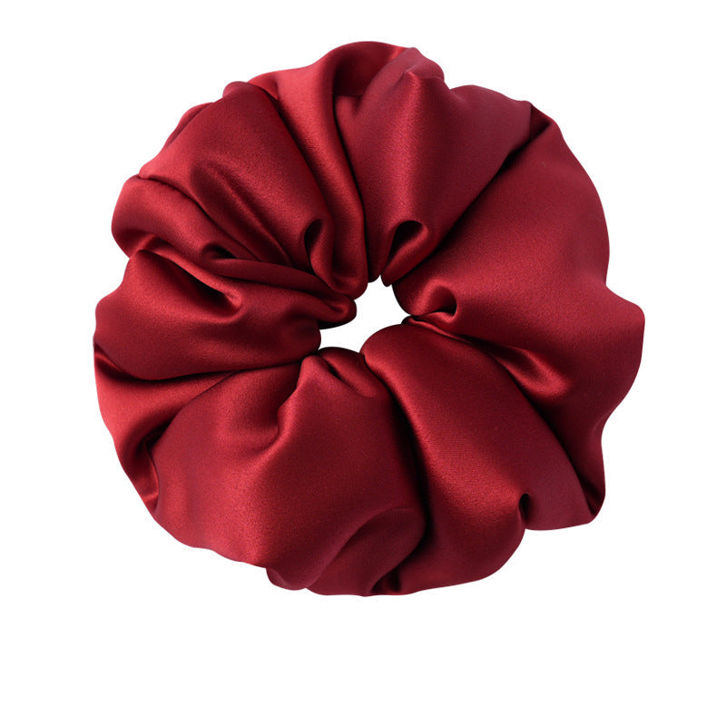 Retro polka - dot 100% silk scrunchies in black, white, blue, pink, and yellow-39