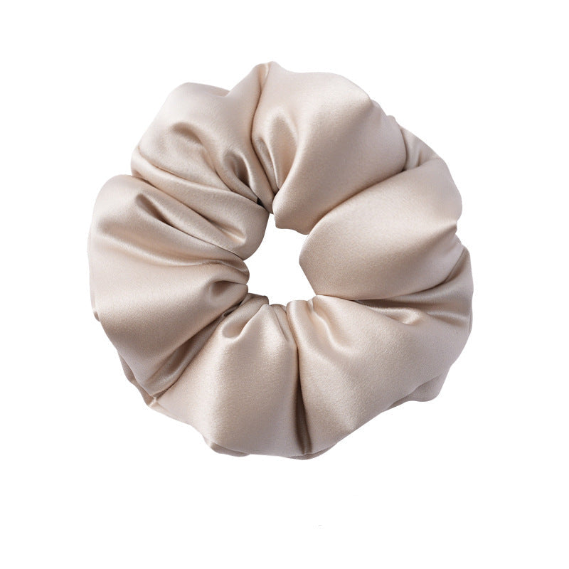 Retro polka - dot 100% silk scrunchies in black, white, blue, pink, and yellow-13