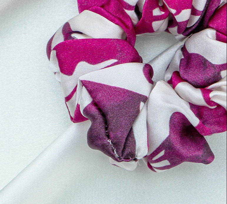 Assorted colors 100% silk scrunchies-4