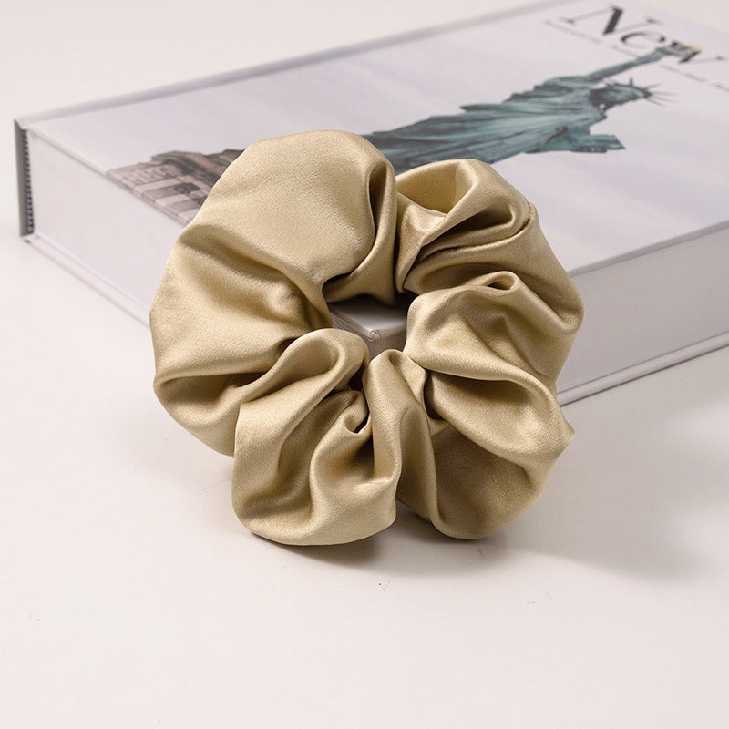 Solid color 100% silk scrunchies in light blue, pink, beige, and other colors-10