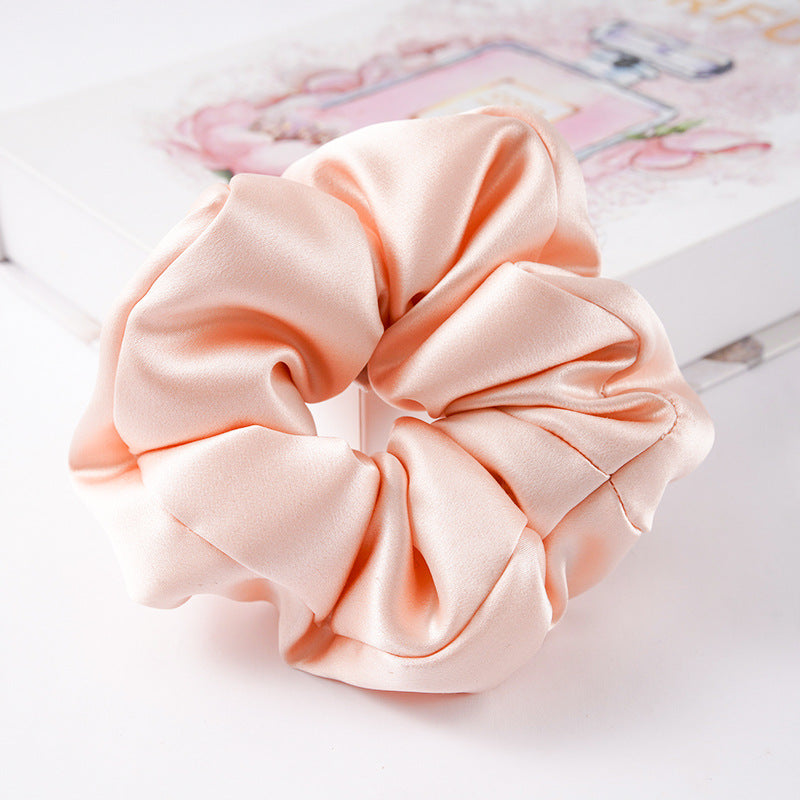 Soft pink, beige, and light gray 100% silk scrunchies-11