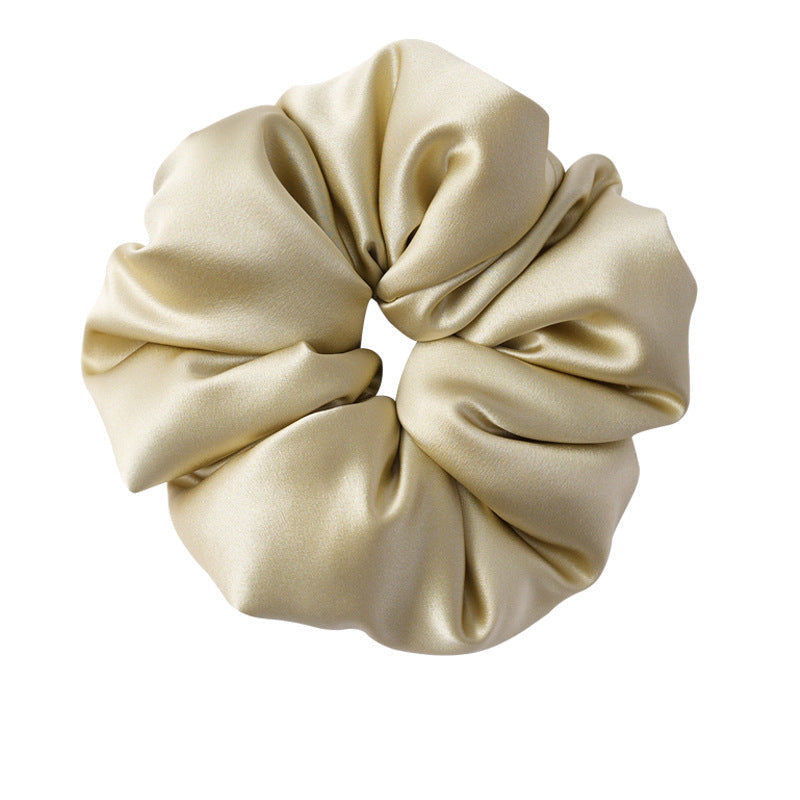 Retro polka - dot 100% silk scrunchies in black, white, blue, pink, and yellow-36