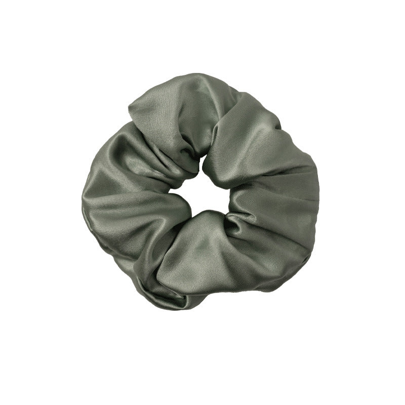 Solid color 100% silk scrunchies in light blue, pink, beige, and other colors-5