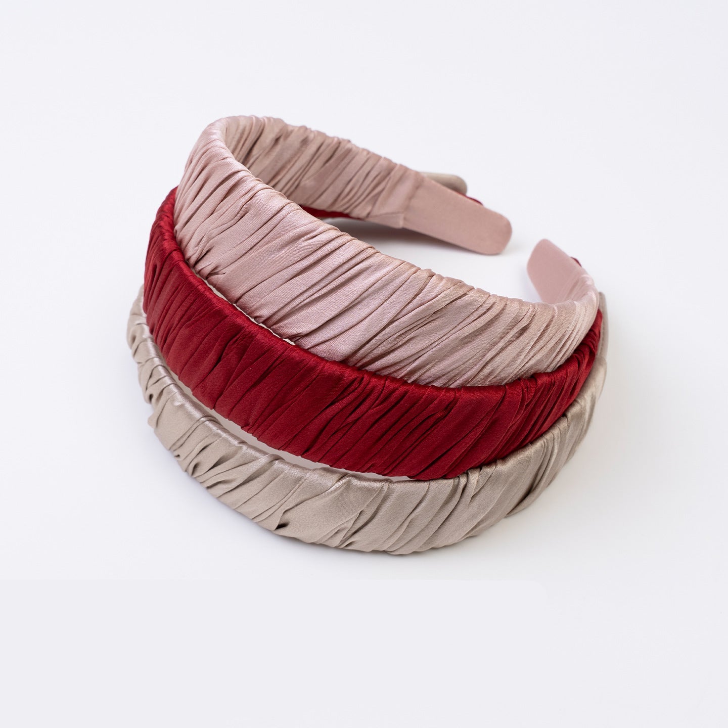 Burgundy and beige 100% silk headbands-4