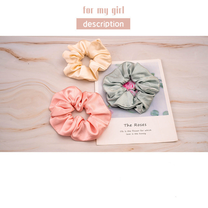 Soft - colored 100% silk scrunchies in peach, light - pink, and mint - green-4