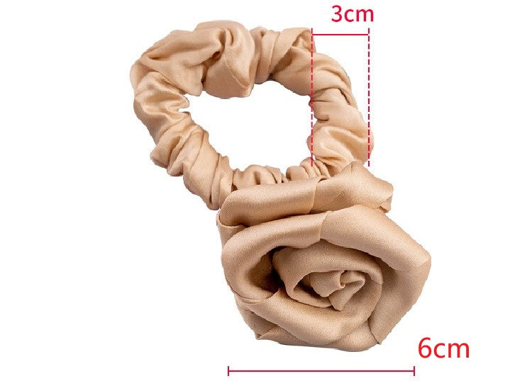 100% Silk Scrunchie with Rose Design