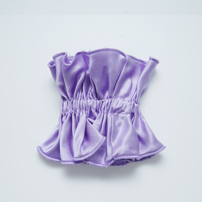 A light - colored 100% silk double - layered large bow scrunchie-9