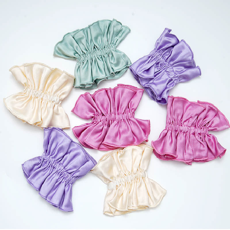 A light - colored 100% silk double - layered large bow scrunchie-5