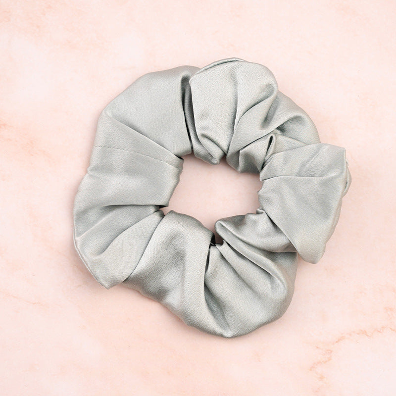 Soft - colored 100% silk scrunchies in peach, light - pink, and mint - green-8
