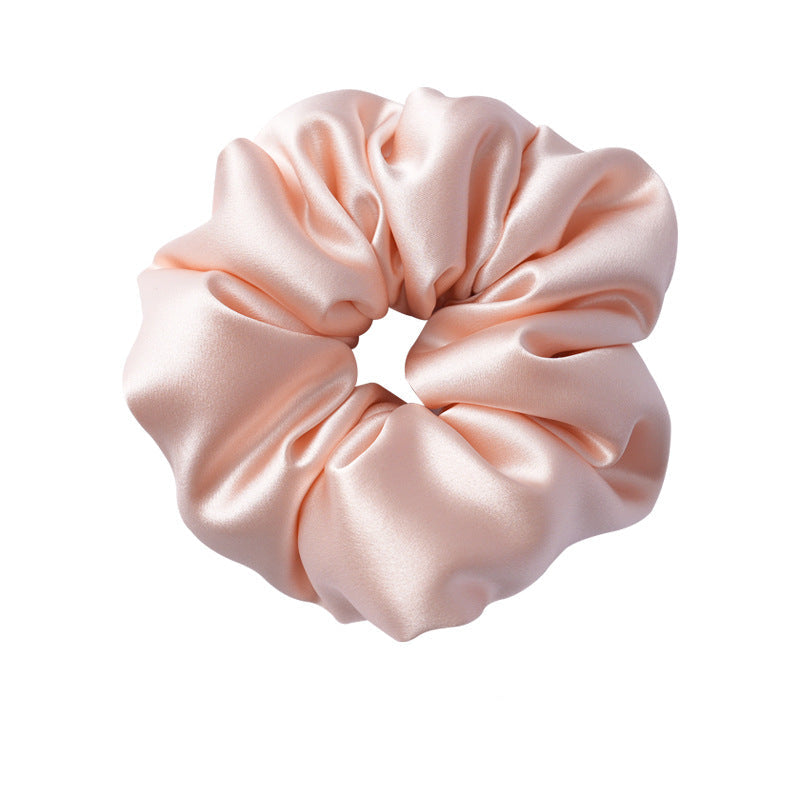 Retro polka - dot 100% silk scrunchies in black, white, blue, pink, and yellow-17