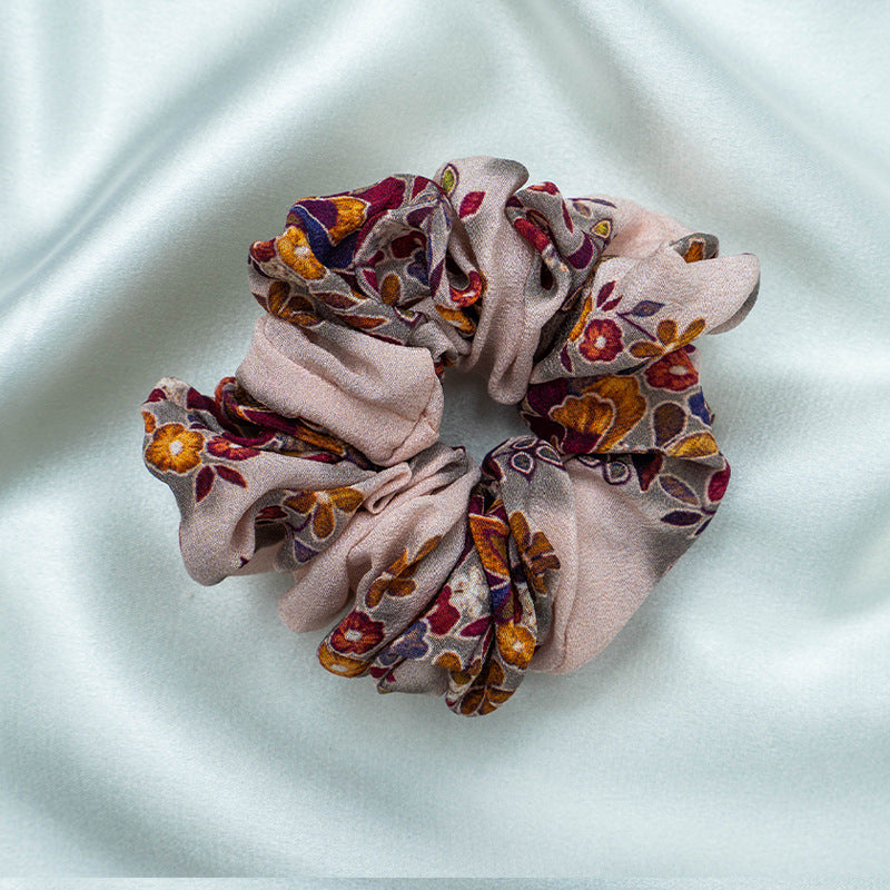 Assorted colors 100% silk scrunchies-24
