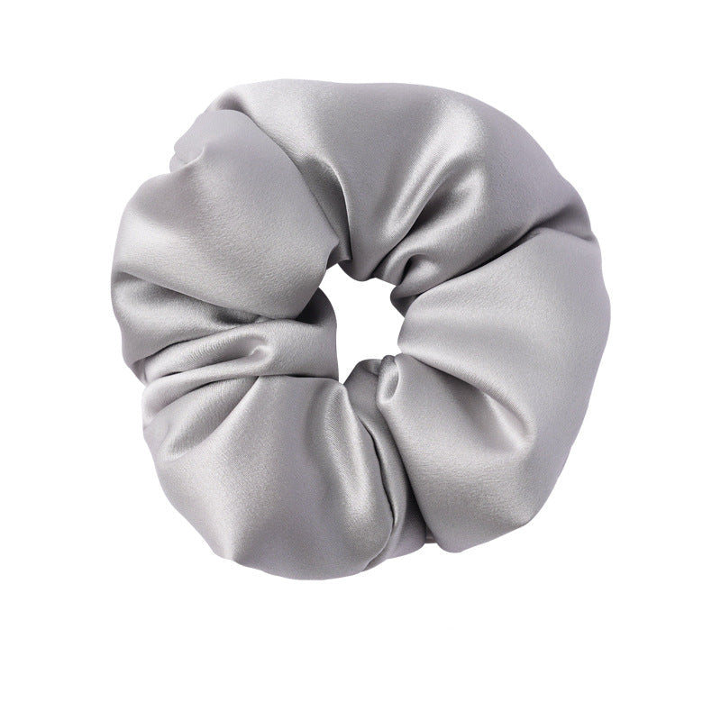 Retro polka - dot 100% silk scrunchies in black, white, blue, pink, and yellow-16