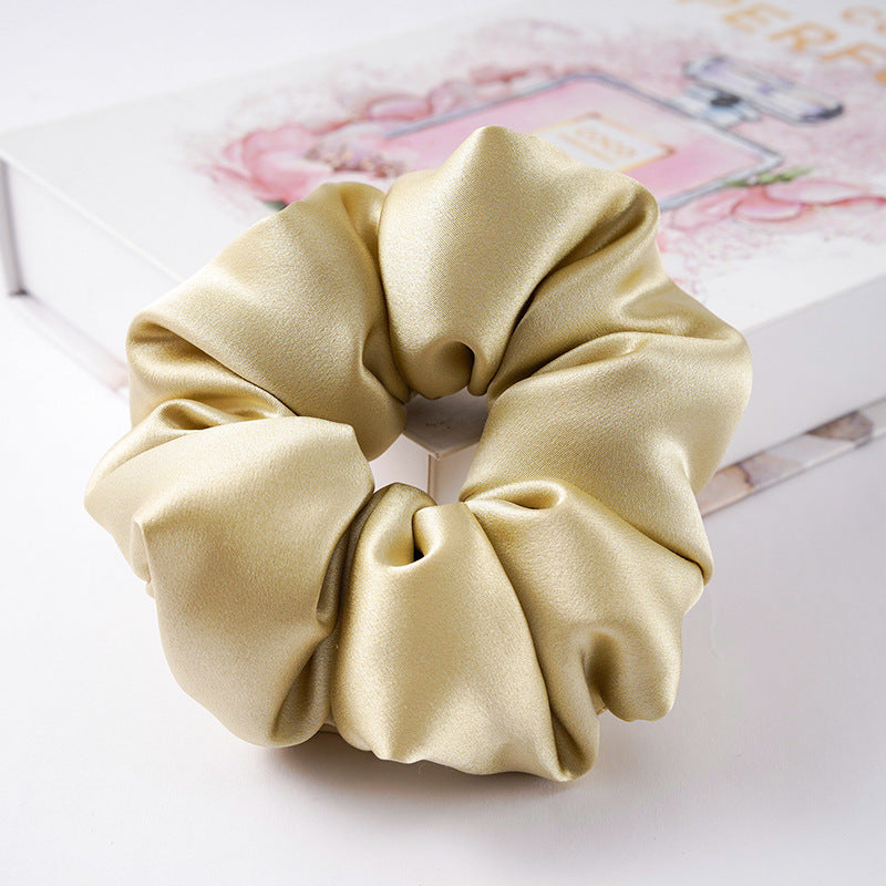 Soft pink, beige, and light gray 100% silk scrunchies-13