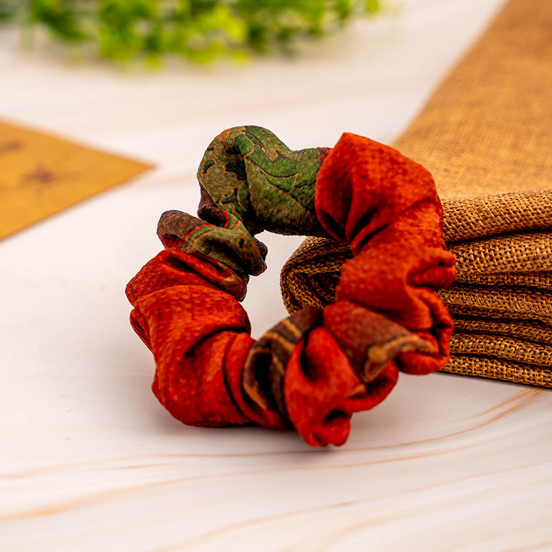 Colorful vintage - style silk scrunchies-4