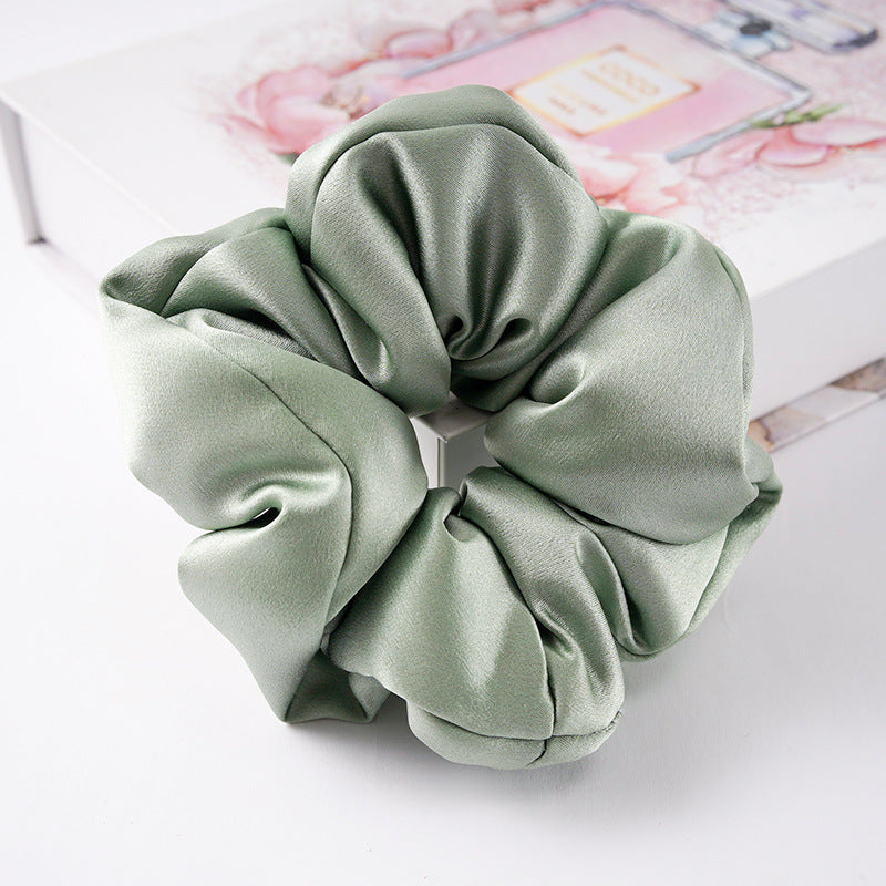 Soft pink, beige, and light gray 100% silk scrunchies-9