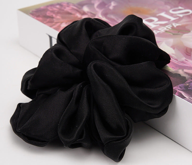 Light gray and beige 100% silk scrunchies-3