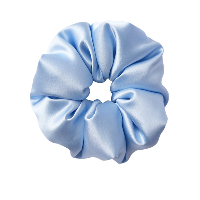 Retro polka - dot 100% silk scrunchies in black, white, blue, pink, and yellow-21