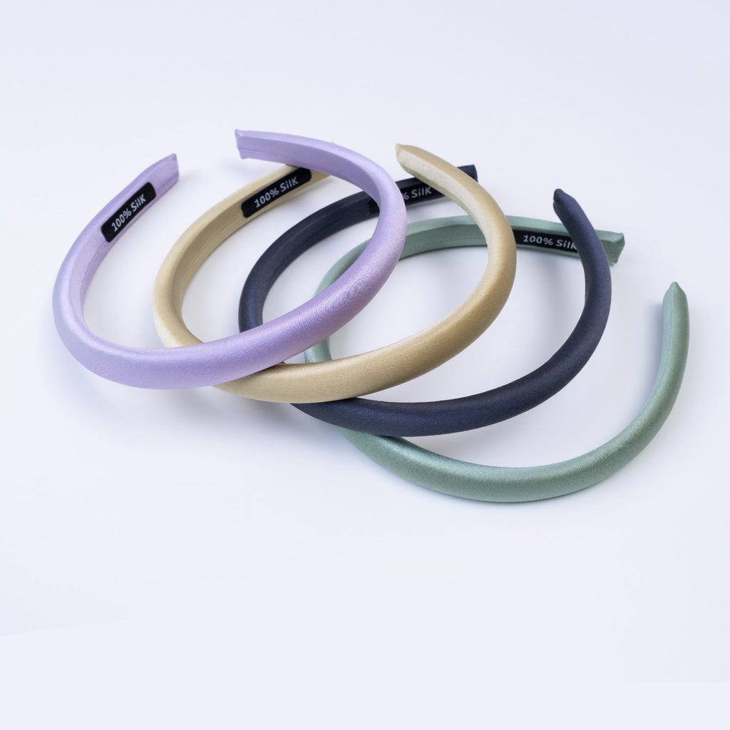 Soft lavender, light blue, and red 100% silk headbands-4