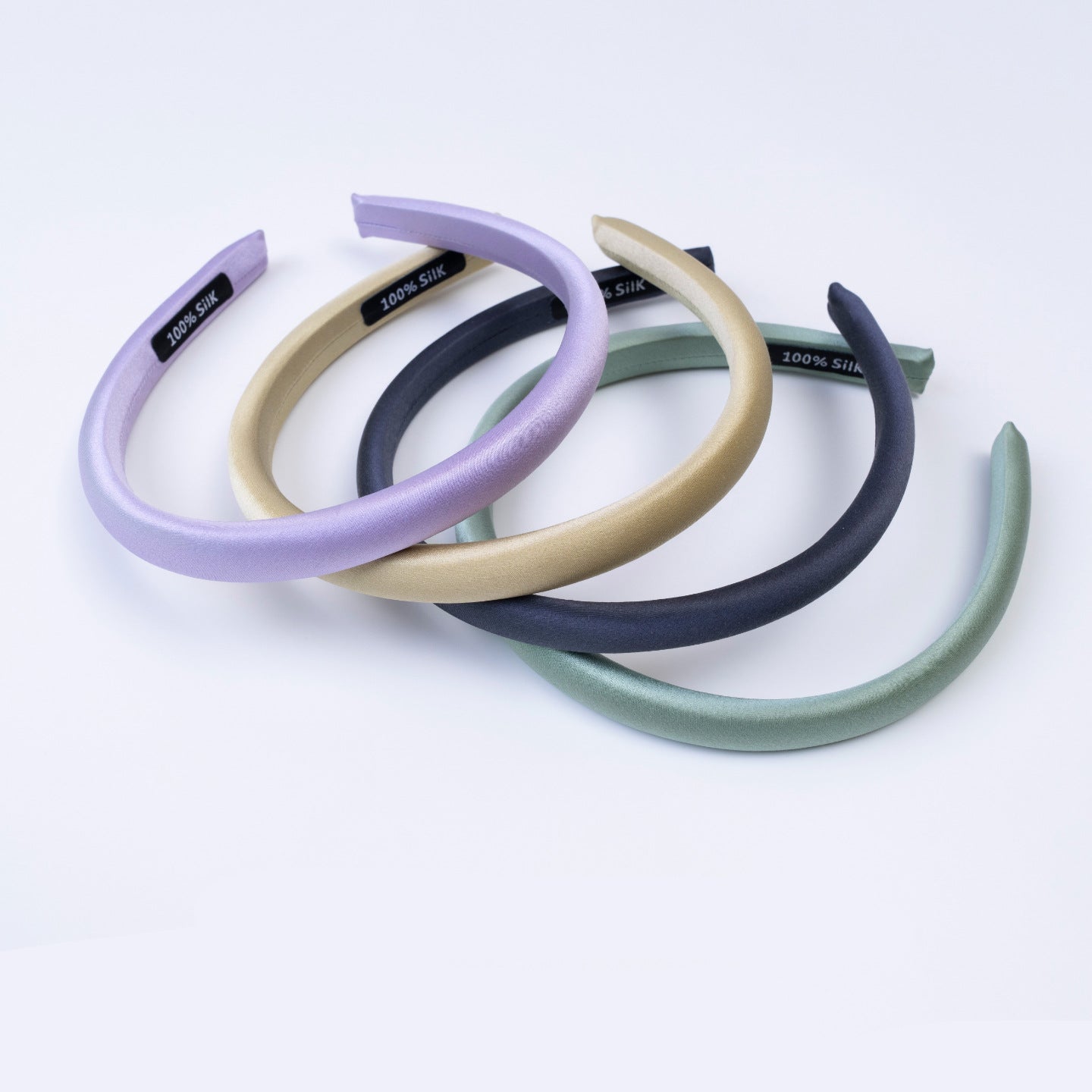 Soft lavender, light blue, and red 100% silk headbands-4