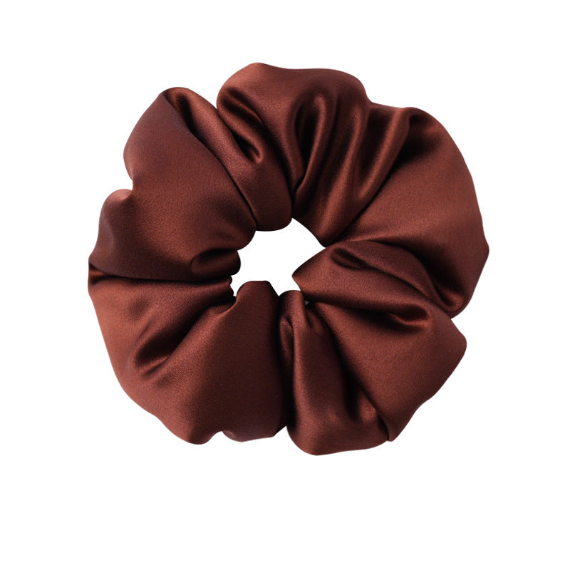 Retro polka - dot 100% silk scrunchies in black, white, blue, pink, and yellow-20