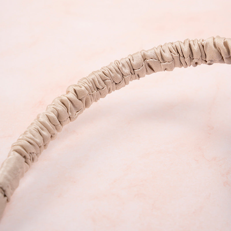 Beige 100% Silk Headband-3