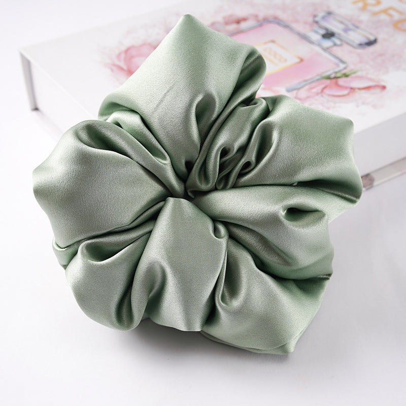 Soft pink, beige, and light gray 100% silk scrunchies-26