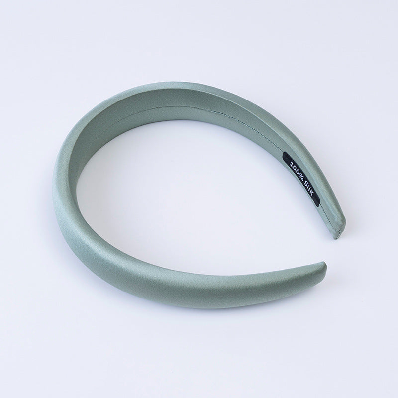 Soft blue, golden, and sage - green 100% silk headbands-6
