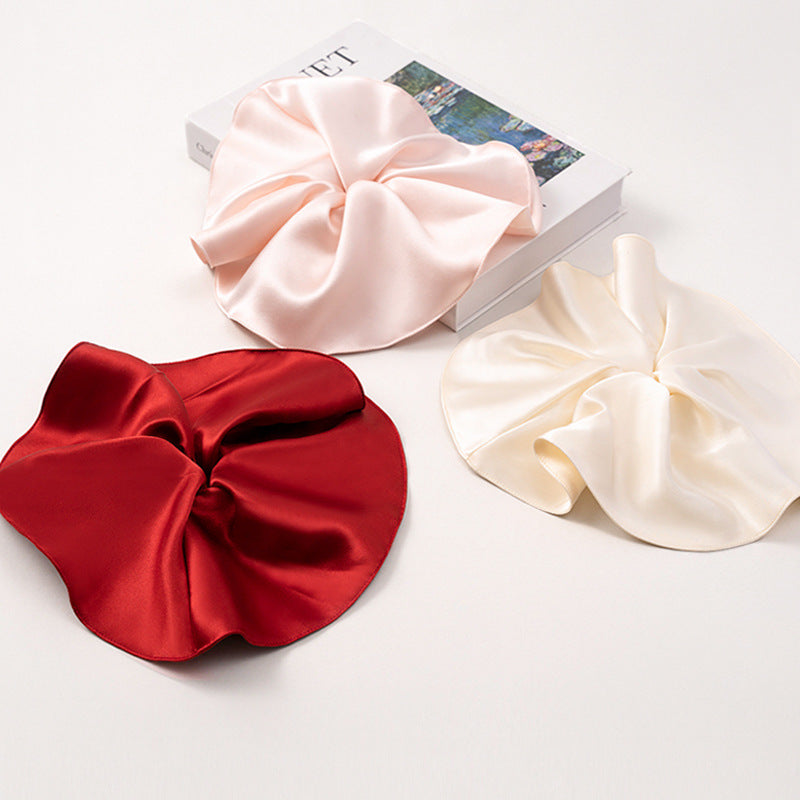 Red, pink, and ivory 100% silk scrunchies