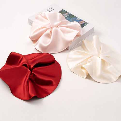 Red, pink, and ivory 100% silk scrunchies