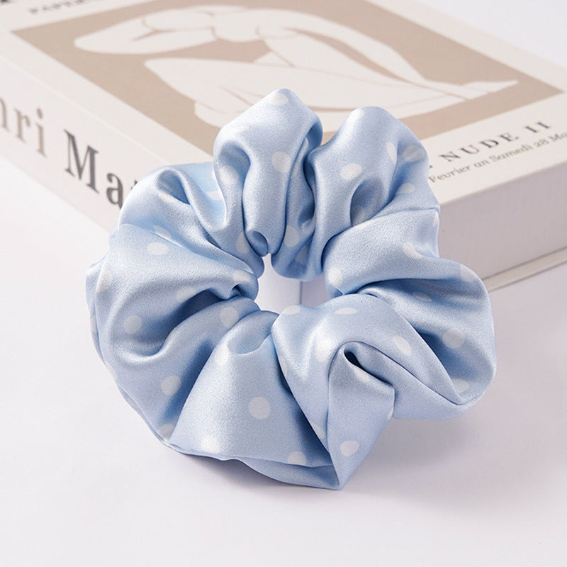 Solid - colored 100% silk scrunchies in beige, light blue, white, red, and black-20
