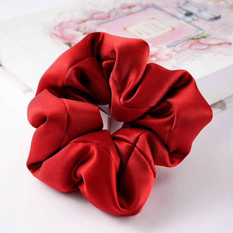Soft pink, beige, and light gray 100% silk scrunchies-16