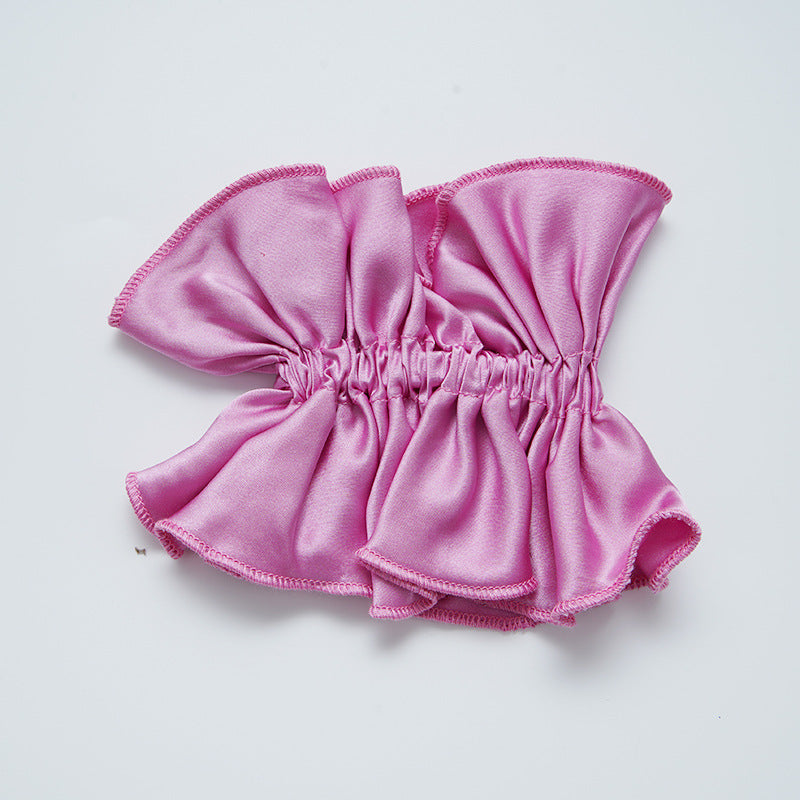 A light - colored 100% silk double - layered large bow scrunchie-6