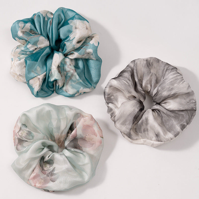 Ink - wash colored 100% silk scrunchies