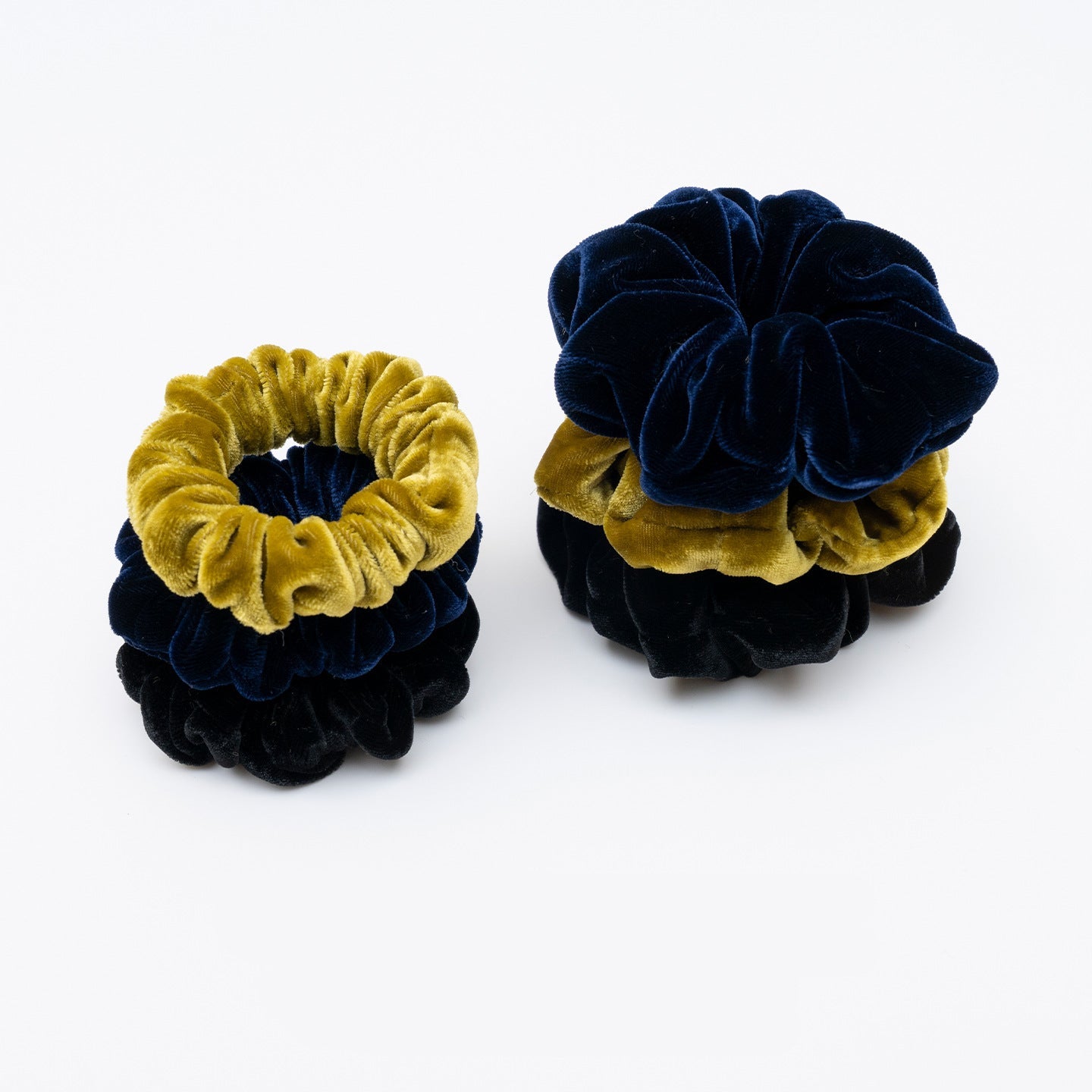 Black, Navy, and Gold 100% Silk Scrunchies-4