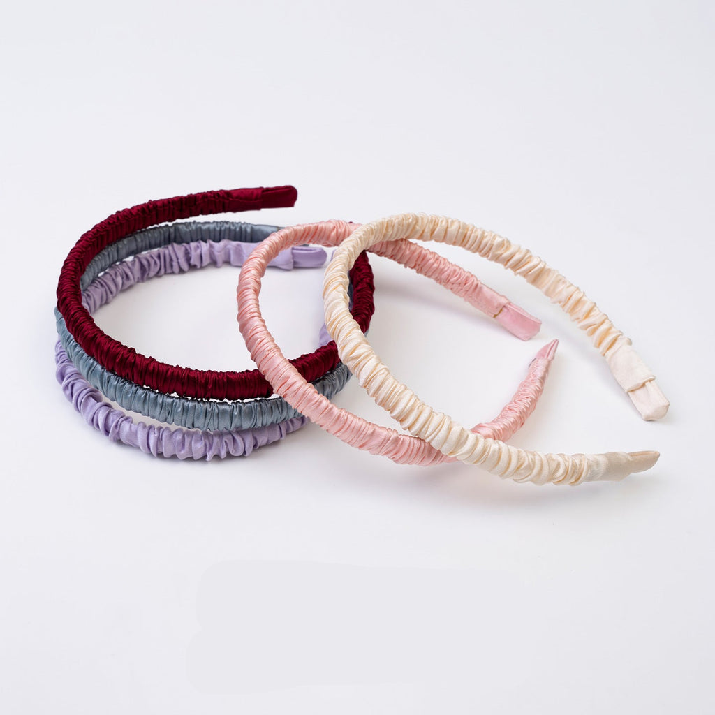 Light blue, pink, and brown 100% silk headbands-3
