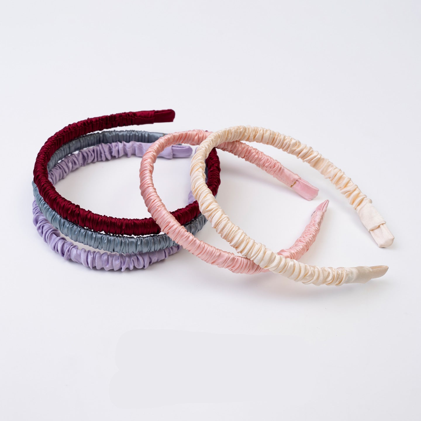 Light blue, pink, and brown 100% silk headbands-3