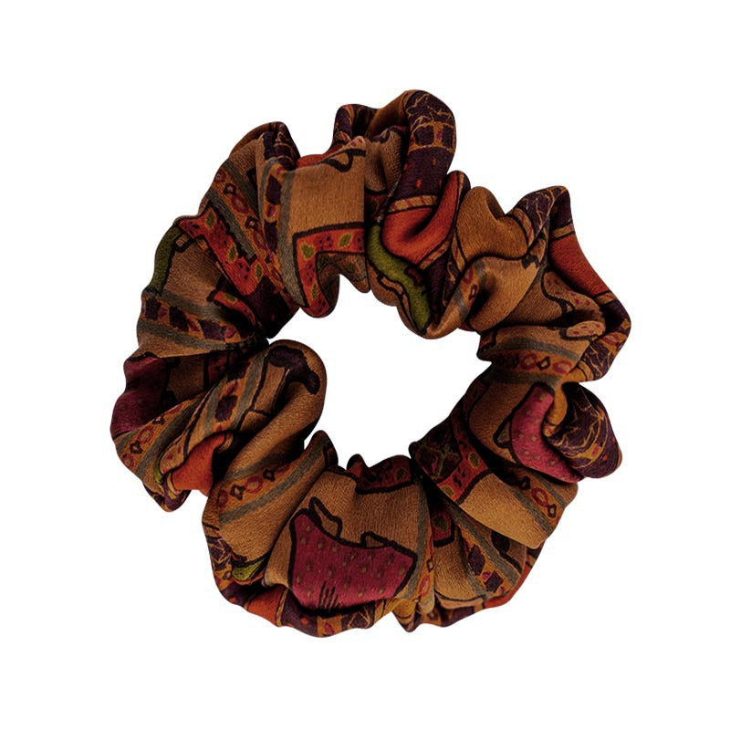 Colorful vintage - style silk scrunchies-8