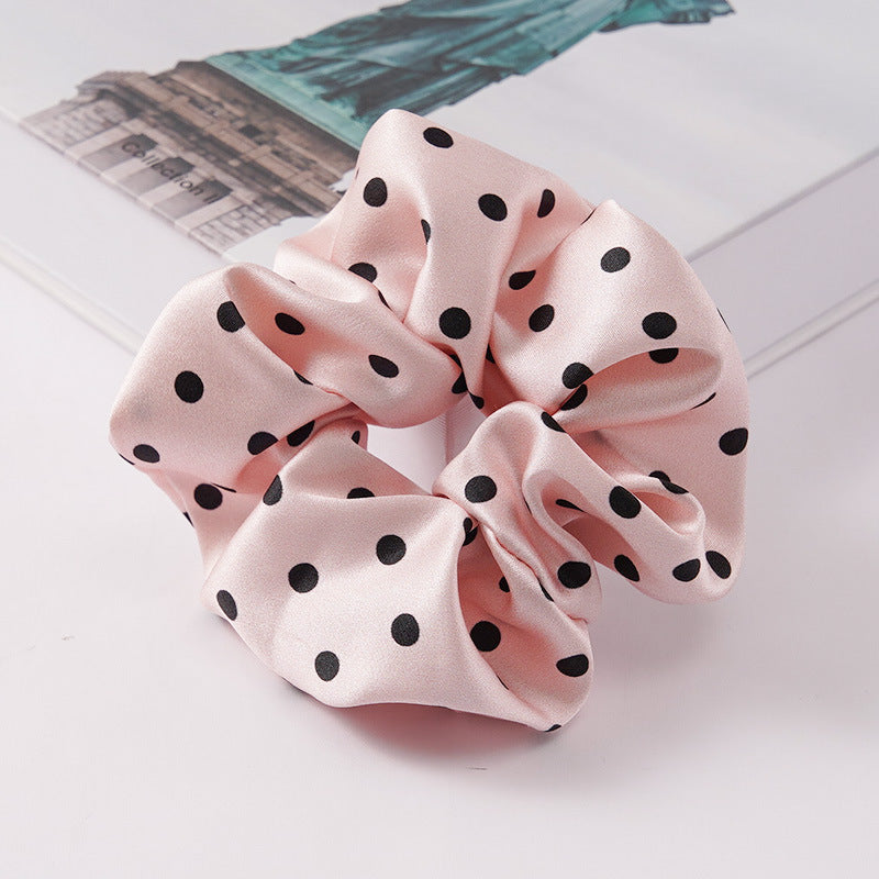 Solid color 100% silk scrunchies in light blue, pink, beige, and other colors-21