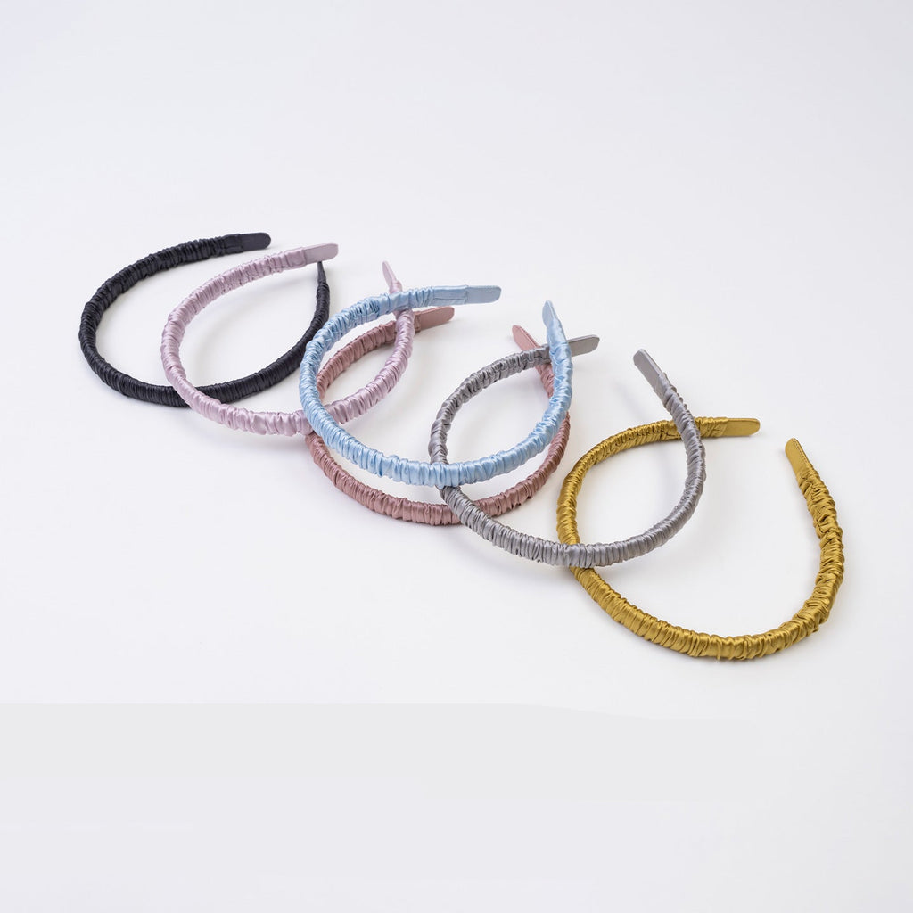 Light blue, pink, gray, and black 100% silk scrunchies-3