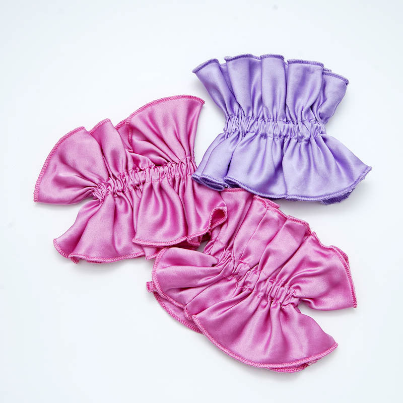 A light - colored 100% silk double - layered large bow scrunchie-4