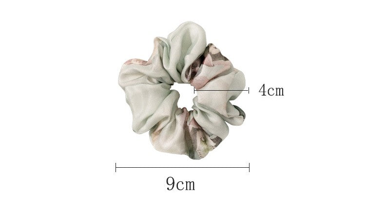 Light gray, pastel green and blue 100% mulberry silk hair scrunchies-14
