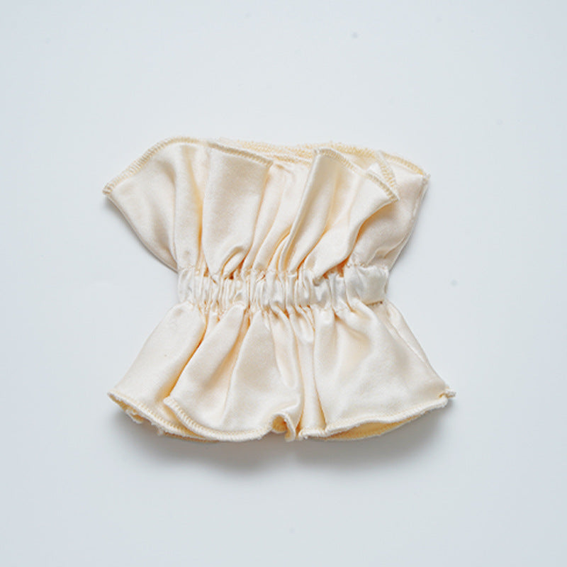 A light - colored 100% silk double - layered large bow scrunchie-8