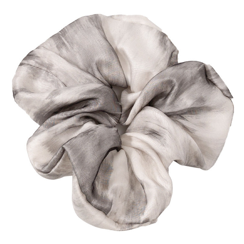 Light gray, pastel green and blue 100% mulberry silk hair scrunchies-4